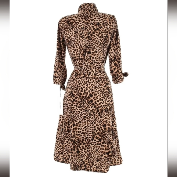 Calvin Klein Animal Print Shirtdress Women's Dress Camel - Picture 2 of 8